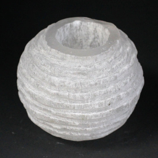 Selenite Snowball Candle Holder – 8cm