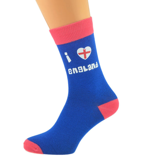Blue Salmon Pink Unisex Socks I Love England Design| Ashton and Finch