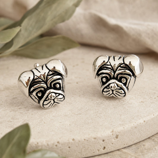 Pug Cufflinks in a themed setting