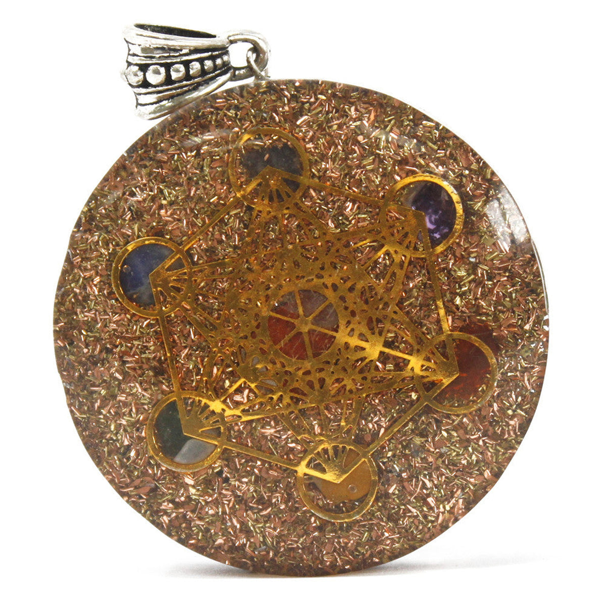 Large Multi Power Chakra Orgonite Power Pendant