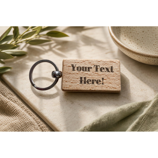 Personalised Keyring in a themed gift-guide setting