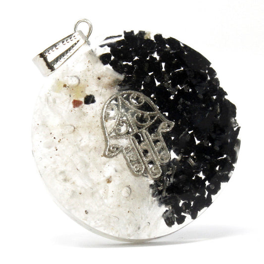 Good & Evil Hamsa Orgonite Power Pendant