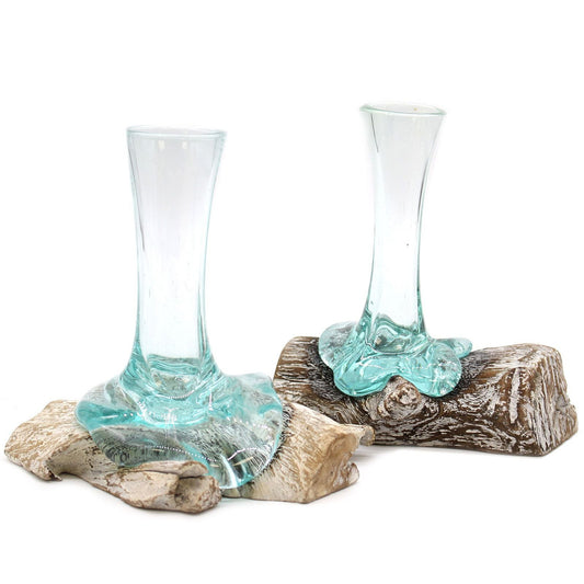 Molten Glass Small Vase on Whitewash Wood
