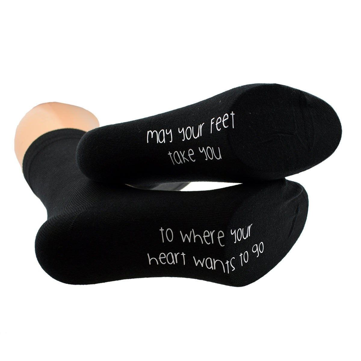 May Your Feet Take You To Where Your Heart Wants To Go Mens Black Socks| Ashton and Finch