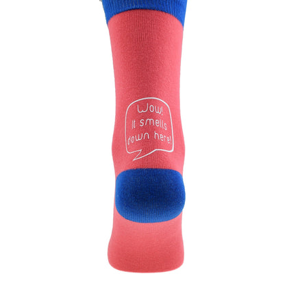 Wow It Smells Down Here Fun Salmon Blue Unisex Socks| Ashton and Finch