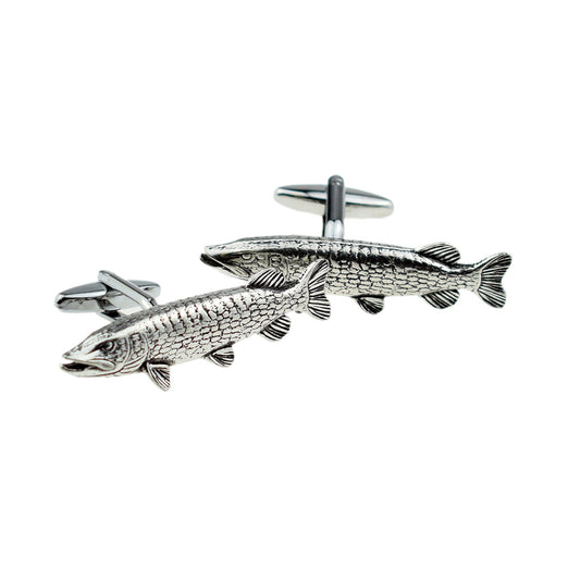 English Made Pike Fish Pewter Cufflinks | Ashton and Finch