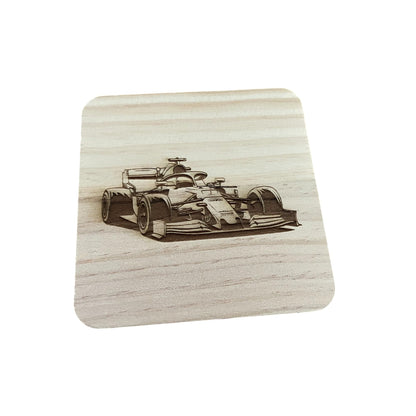 F1 Racing Car Coaster Engraved Wooden Coaster for Motorsport Fans