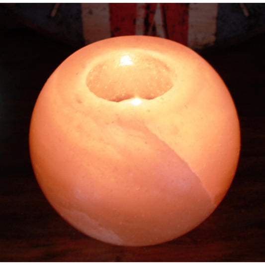Round Himalayan Salt Candle Holder