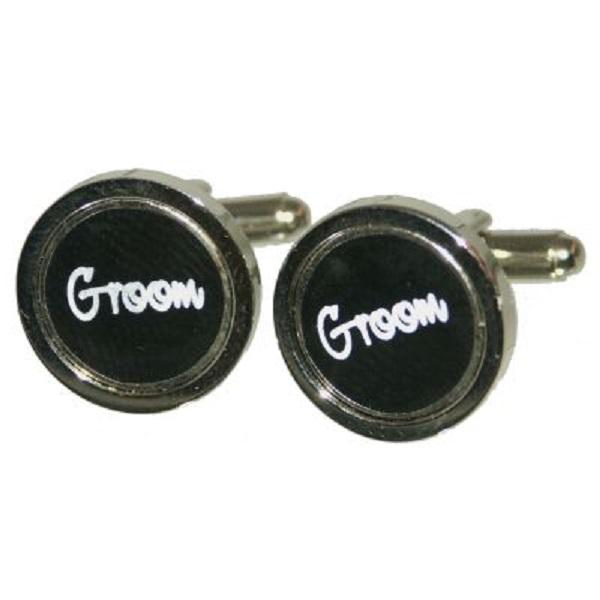 Black Round Groom Wedding Cufflinks | Ashton and Finch