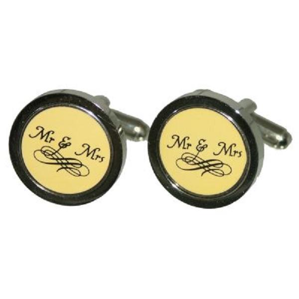 Mr & Mrs Fancy Script Wedding Cufflinks | Ashton and Finch