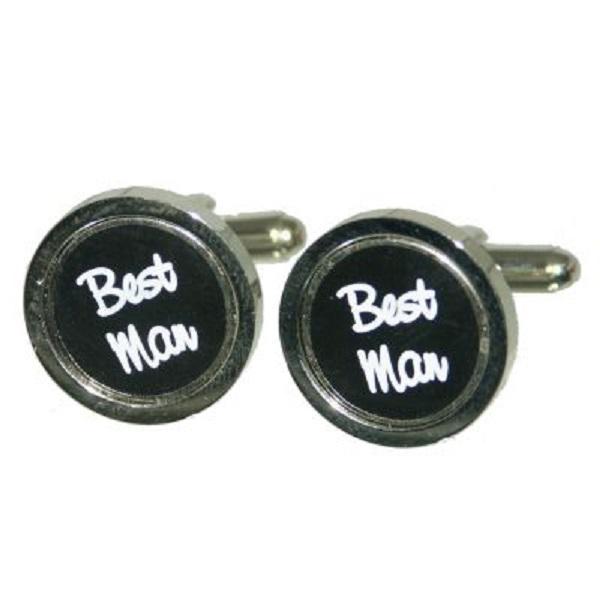Best Man Round Black Wedding Cufflinks | Ashton and Finch