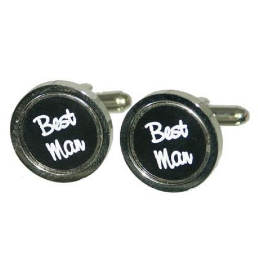 Best Man Round Black Wedding Cufflinks | Ashton and Finch