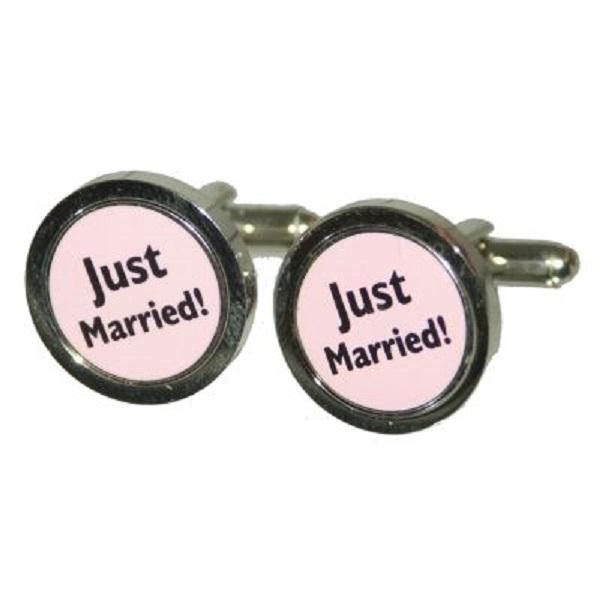Pink & Black Just Married Wedding Cufflinks | Ashton and Finch