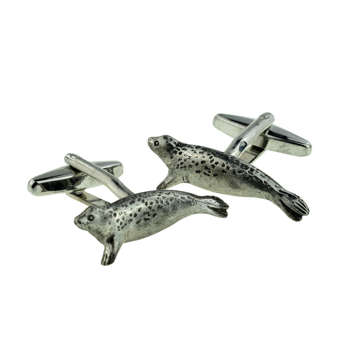 English Made Pewter Cufflinks Ocean Seal | Ashton and Finch