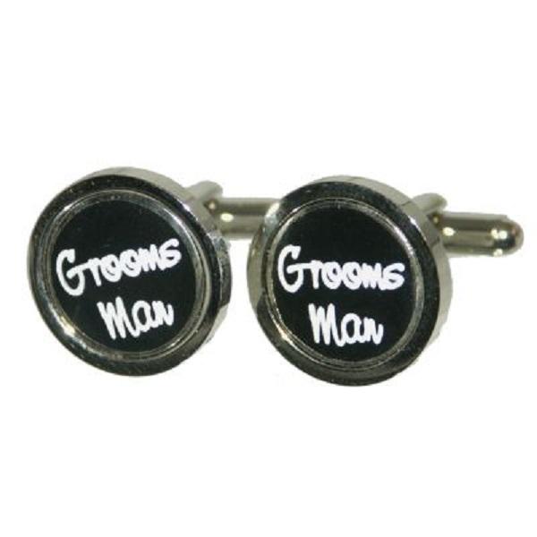 Groomsman Round Black Wedding Cufflinks | Ashton and Finch