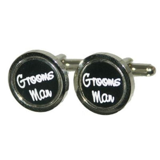 Groomsman Round Black Wedding Cufflinks | Ashton and Finch