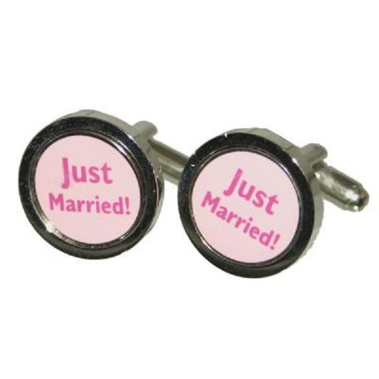 Pink Just Married Wedding Cufflinks | Ashton and Finch