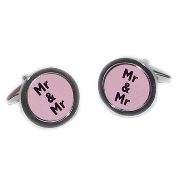 Mr & Mr Black Text Pink Same Sex Gay Wedding Cufflinks | Ashton and Finch