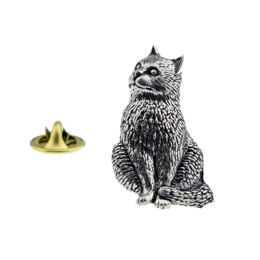 Cat English Pewter Lapel Pin Badge