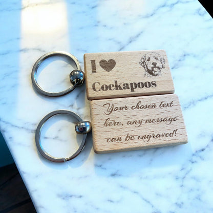 Personalised Wooden Cockapoo Keyring Dog Lover Gift  | Ashton and Finch