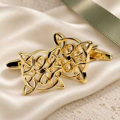 Celtic Design Gold Plated Cufflinks in a muted gift setting