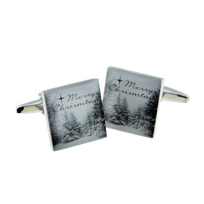 Merry Christmas Snow Scene Design Cufflinks | Ashton and Finch