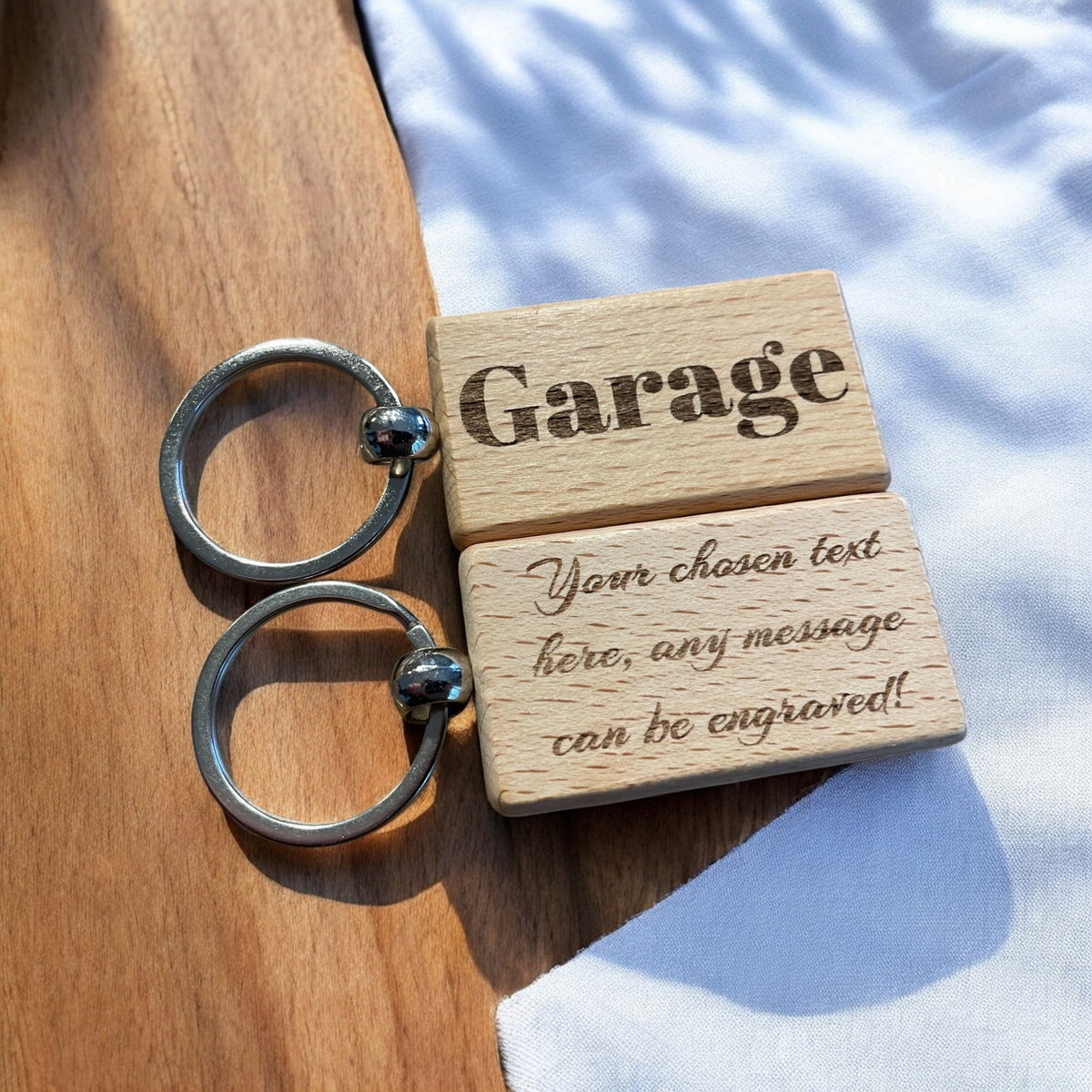 Personalised Wooden Garage Key Keyring  | Ashton and Finch