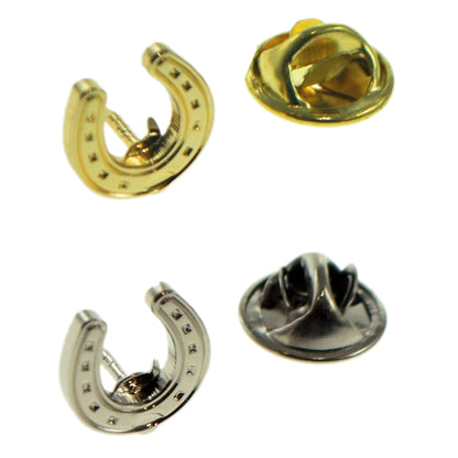 Lucky Horse Shoe Lapel Pin Badge Available in Silver or Gold Colour