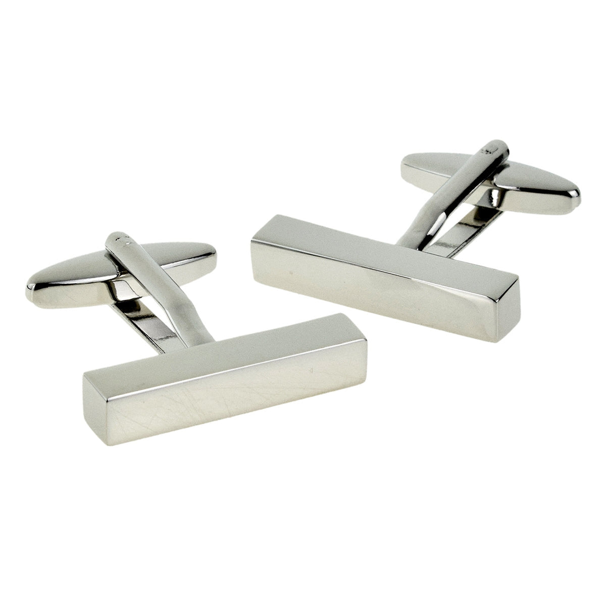 Rhodium Plated Silver Cuboid Cufflinks (engravable) | Ashton and Finch