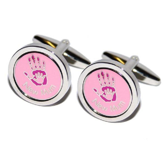 Pink New Mum baby christening Cufflinks | Ashton and Finch