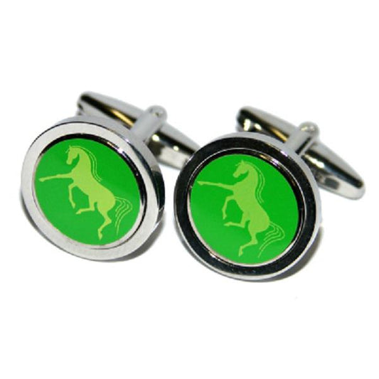 Green Round Horse equestrian Cufflinks | Ashton and Finch