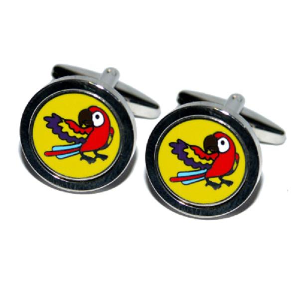 Round Yellow Parrot Bird Cufflinks | Ashton and Finch
