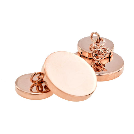 Rose Gold Plated Round Chain Style Cufflinks (20mm engravable) | Ashton and Finch