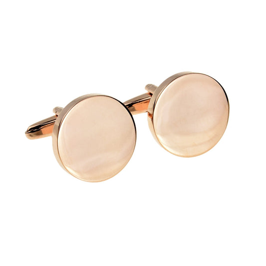 Plain Rose Gold Round Cufflinks (20mm engravable) | Ashton and Finch