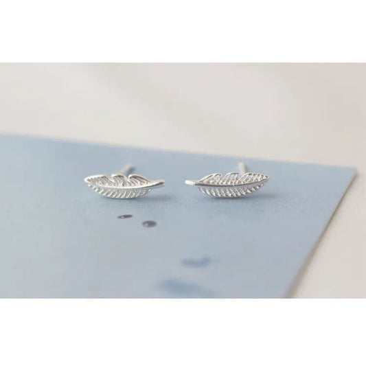 Feather Earrings Stud 925 Silver | Ashton and Finch