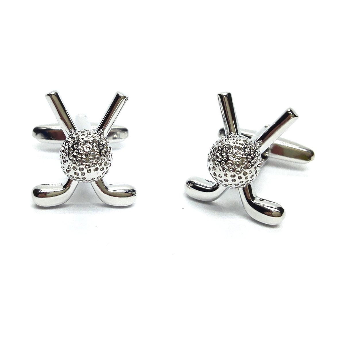Silver Crossed Golf Clubs & Ball Golfers Cufflinks  | Ashton and Finch