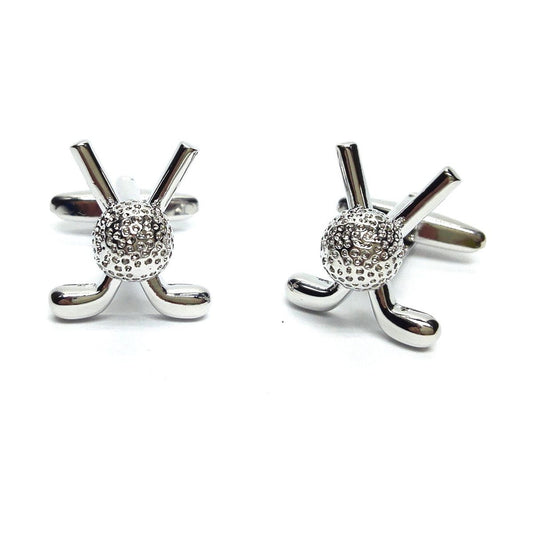 Silver Crossed Golf Clubs & Ball Golfers Cufflinks  | Ashton and Finch