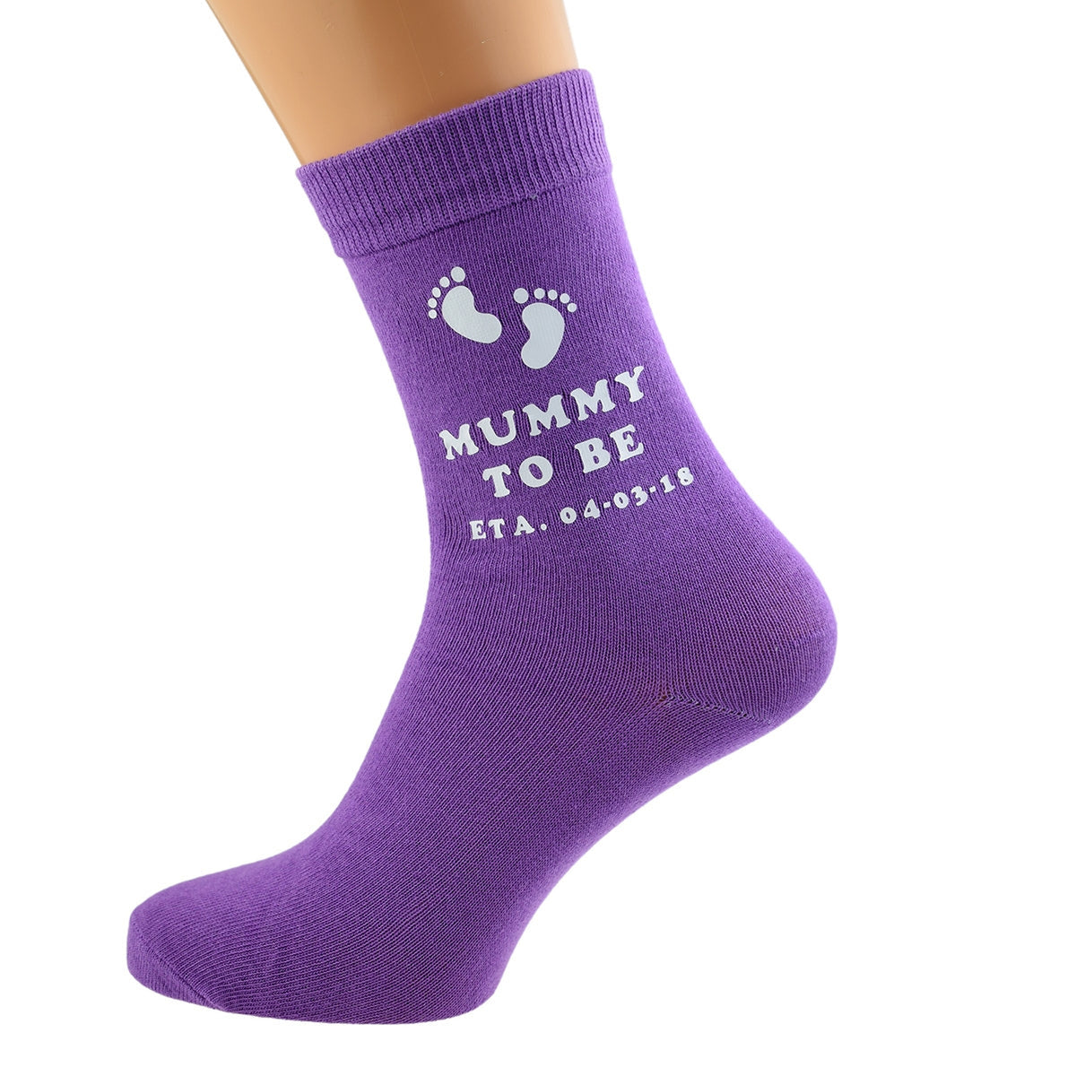 Mummy To Be Personalised ETA Date Purple Ladies Socks| Ashton and Finch