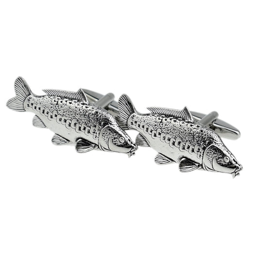 English Made Mirror Carp Pewter Cufflinks | Ashton and Finch