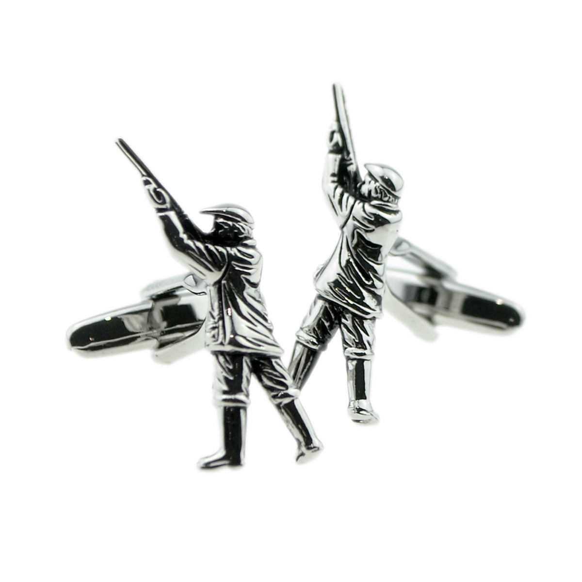 Rhodium Plated Gamekeeper Shooting Design Cufflinks | Ashton and Finch