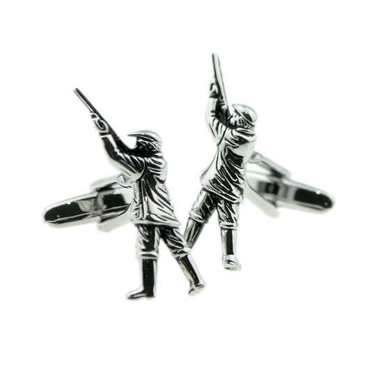 Rhodium Plated Gamekeeper Shooting Design Cufflinks | Ashton and Finch