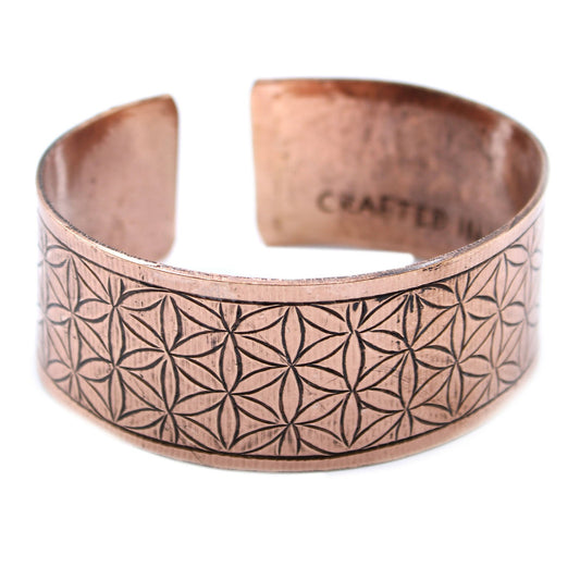 Tibetan Copper Bracelet – Flower of Life Healing Jewelry