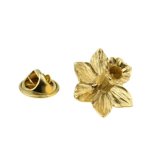 Welsh Daffodil Flower English Gold Plated Pewter Lapel Pin Badge