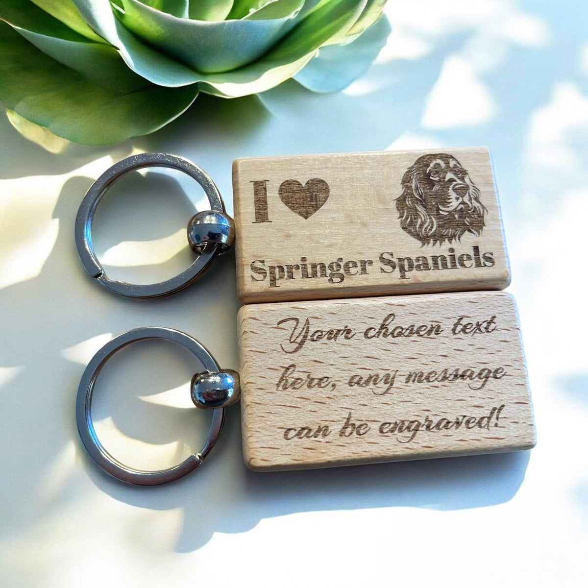 Personalised Wooden Springer Spaniel Dog Keyring Dog Lover Gift  | Ashton and Finch