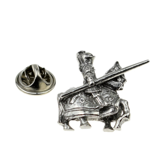 Jousting Knight English Pewter Lapel Pin Badge