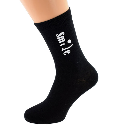 Mens Black Socks Novelty Smile Socks| Ashton and Finch
