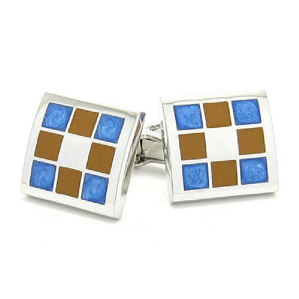 Brown & Blue Squares Cufflinks | Ashton and Finch