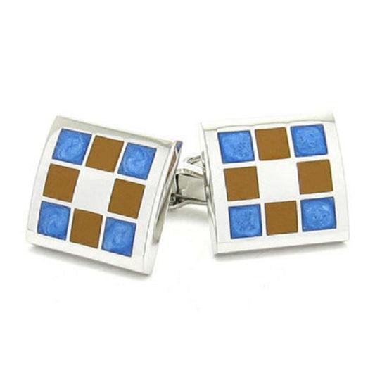 Brown & Blue Squares Cufflinks | Ashton and Finch