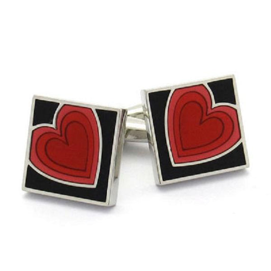 Black & Red Love Heart Cufflinks | Ashton and Finch
