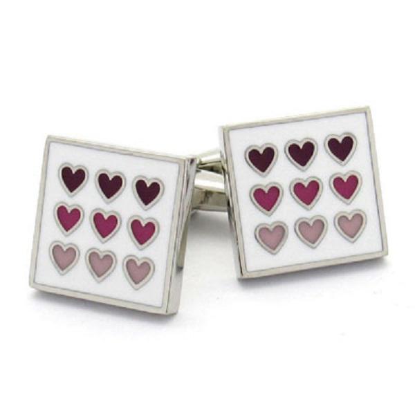Premium quality, Square Enamel Cufflinks with Love Hearts | Ashton and Finch
